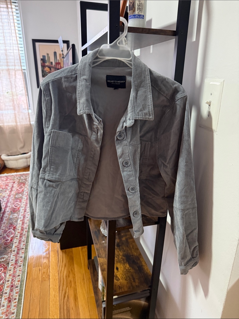 Velvet by Graham & Spencer Light Gray Corduroy Button Jacket